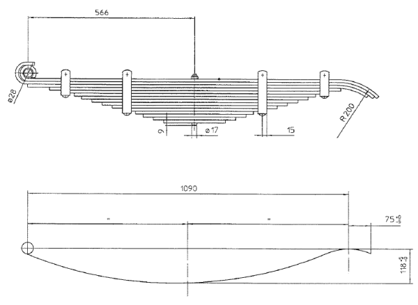 Blattfeder Lomma 15/80/1090/28